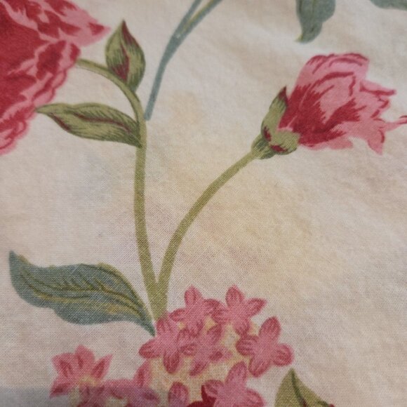 April Cornell Floral Cotton Oval Tablecloth Peony Butterflies Pink AS IS 78x78 - Picture 8 of 9